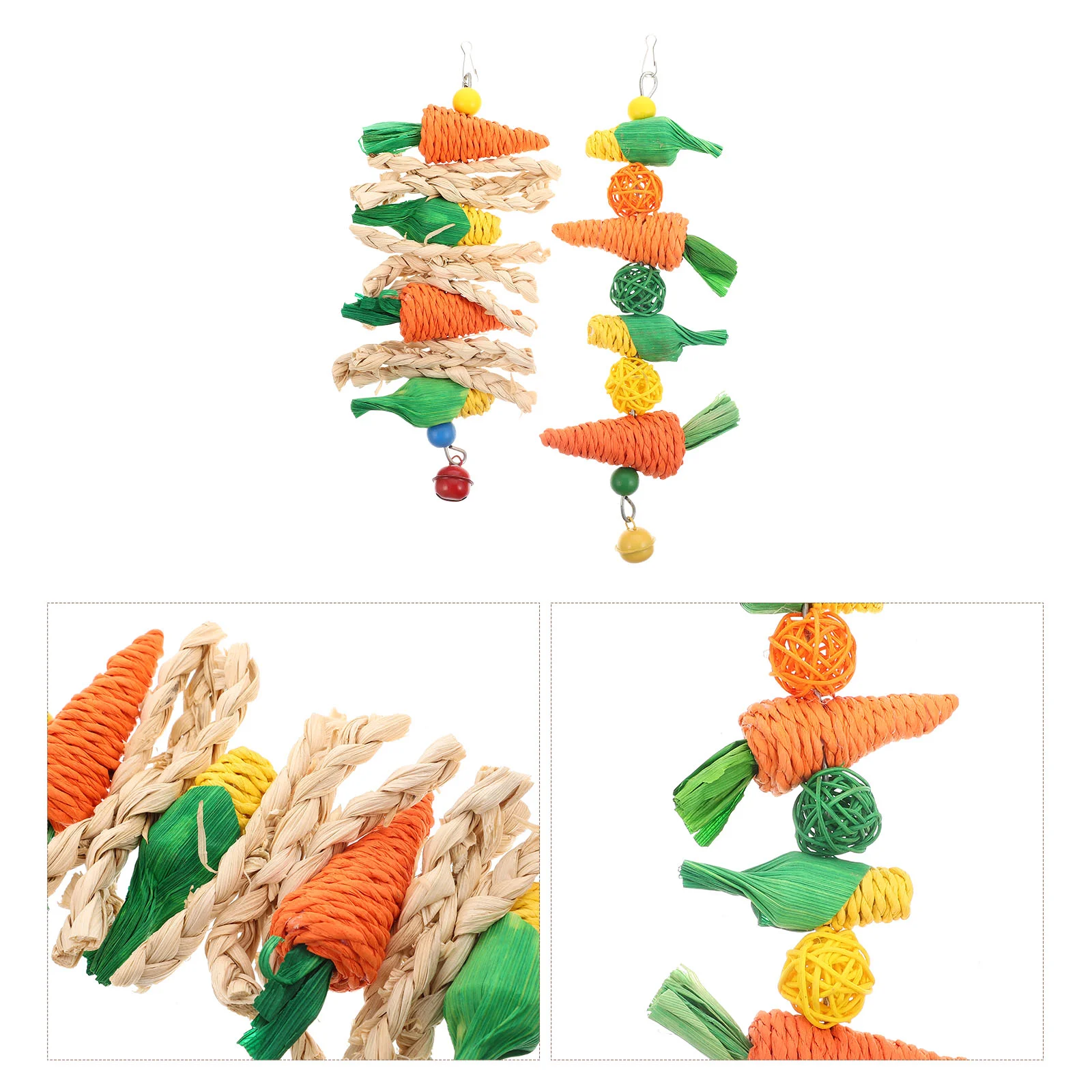 

2 Pcs Ball Cleaning Toys Small Pet Playthings Bunny Teething Rabbit Biting Straw Rope Grinding Molar