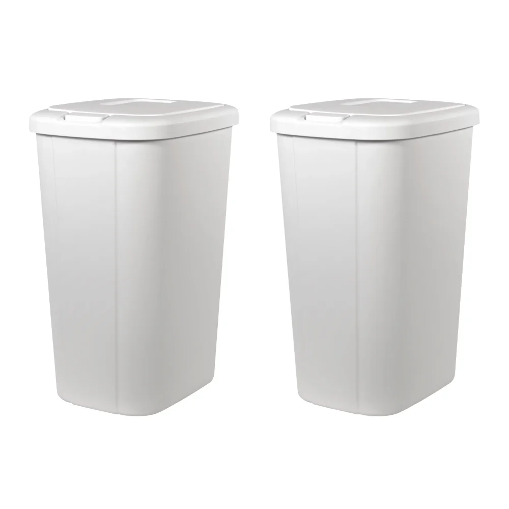 

13.3 Gallon Trash Can, Top Slim Kitchen , White, Pack of 2