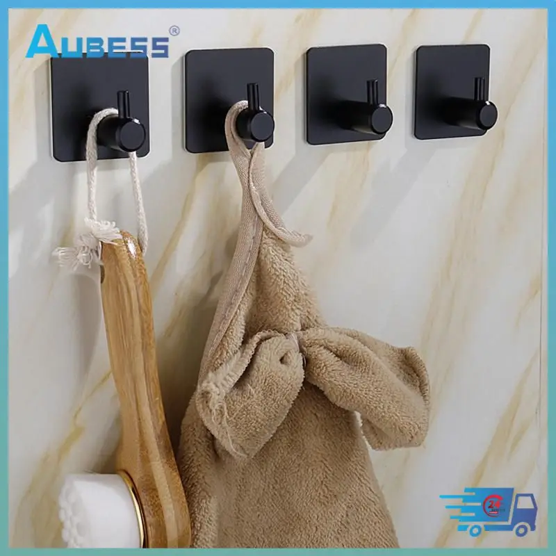 

Punch-free Space Aluminum Wall Hook Multi-Purpose Self Adhesive Rack With Sticker Bathroom Towel Clothes Handbag Key Hanger Hook