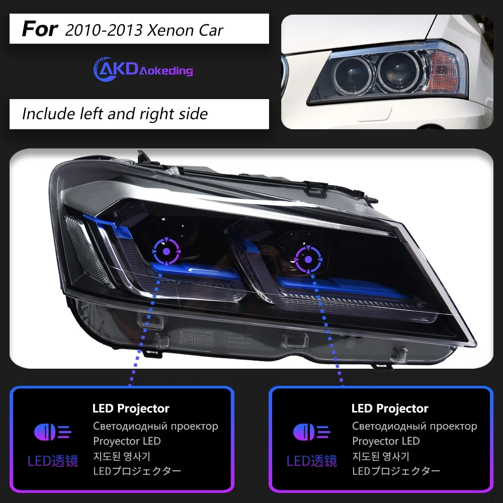 

Фара AKD для автомобильного стайлинга, фара для X3, F25, 2010-2013, лампа для фар головного света, предлинзы LCI, фара для дневных ходовых огней, Детская сборка