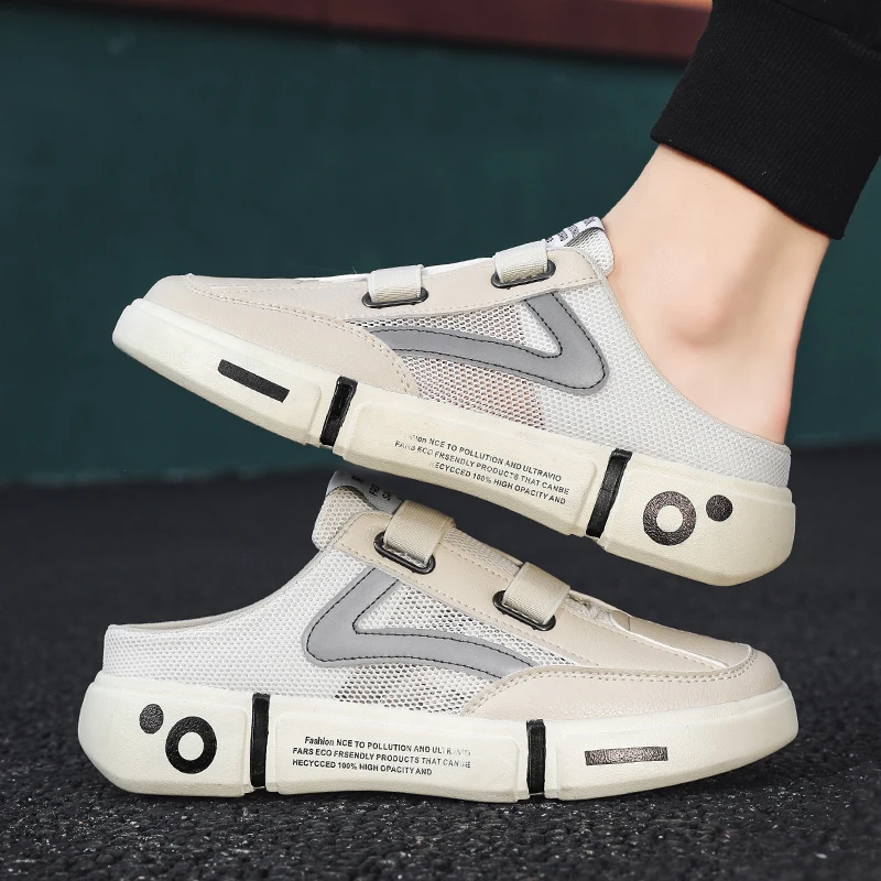 Summer Men's Youth Trend Slipper Mesh Half Shoes Men's Slippers Men's Casual Shoes Fashionable Light Comfortable And Breathable