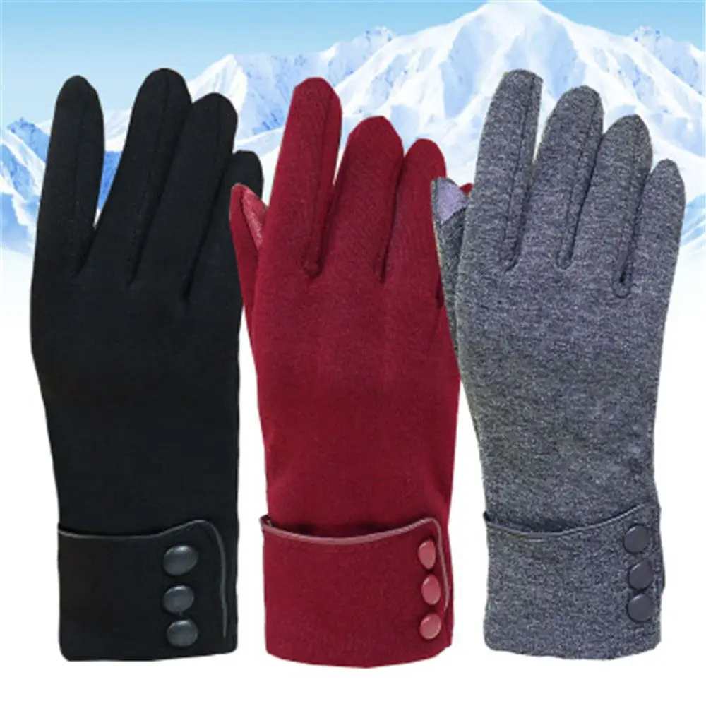 

Women Thicken Winter Warm Graceful Driving Mittens Skiing Gloves Touch Screen Gloves Plus Velvet