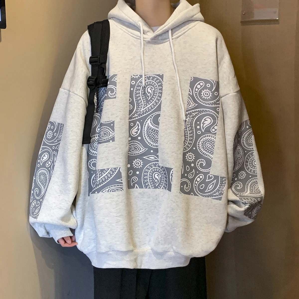 

Spring Print Hooded Loose Sweatshirt