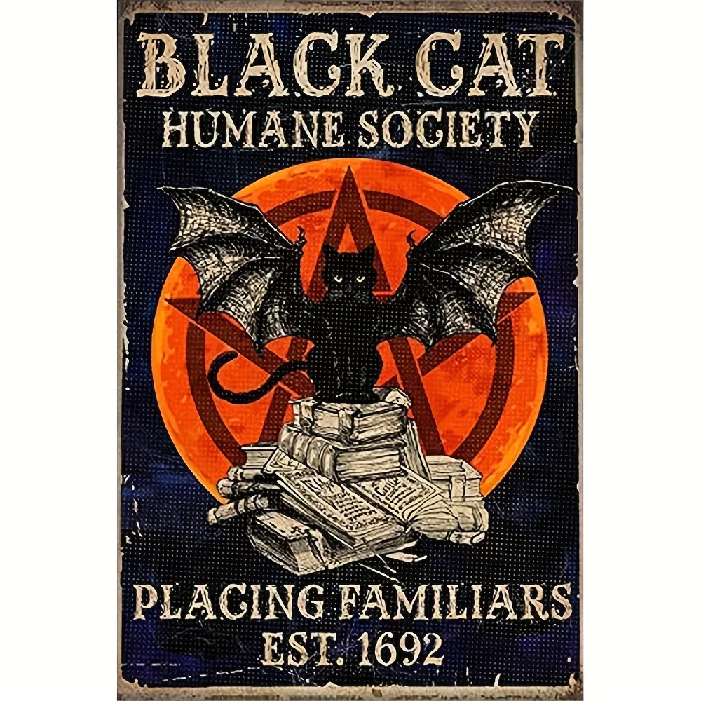 

Halloween Magic To Your Home with This Black Cat Humane Society Metal Tin Sign Rectangle Vintage Decor 12x8 Inch for Room