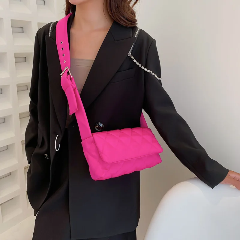 

Модная трендовая однотонная губчатая наплечная сумка-мессенджер из нейлона розово-Красная Зеленая Сумка