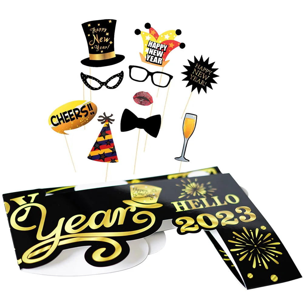 

New Props Year Photo Party Booth Picture Prop Years Frame Happy Selfie Eve Supplies Eyeglasses Favor Funny Glasses Decorations