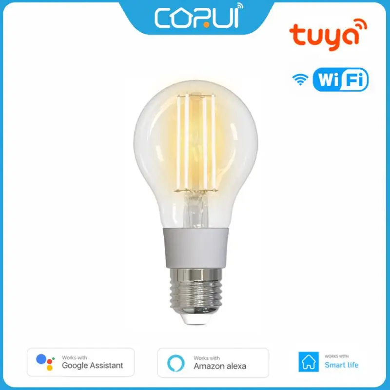 Фото Умная лампа накаливания CORUI Tuya с Wi-Fi, 7 Вт, светодиодсветильник лампа E27 с регулируемой яркостью, лм, работает с Smart LIfe, Alexa, Google Home №1