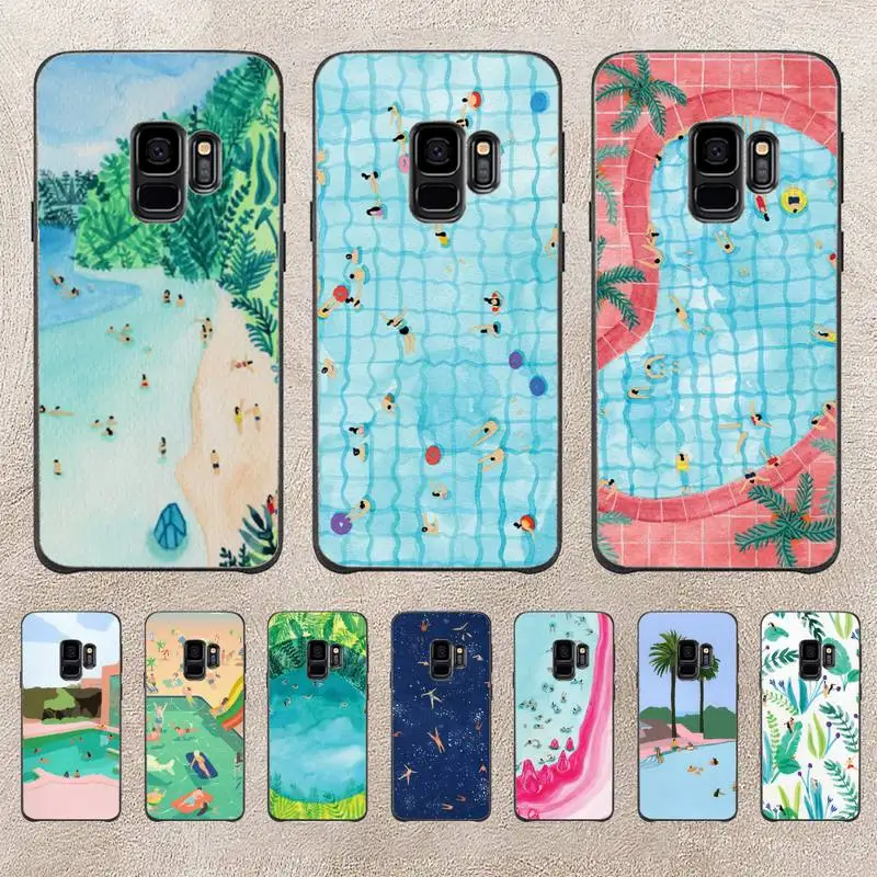 

Illustration Summer Sky Wwimming Pool Phone Case For Samsung Galaxy J200 J2 Prime J2 Pro J6 2018 J250 J4 Plus J415 J5 Prime J7