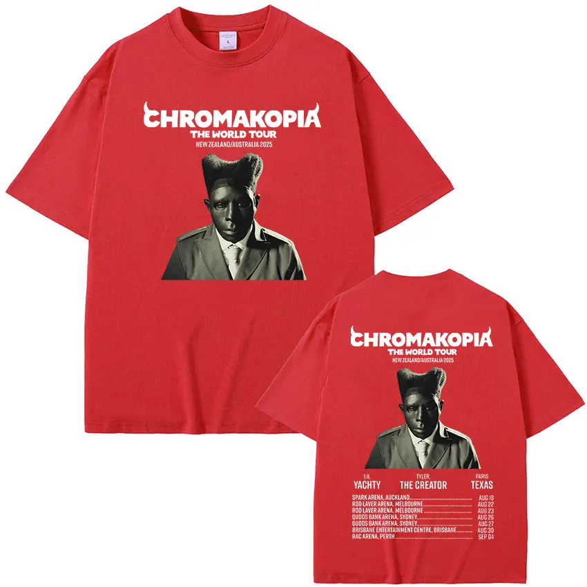 Vintage Tyler The Creator Chromakopia Tour 2024 Tee Shirt Men's Hip Hop Gothic Clothing T-shirt Unisex Oversized Cotton T Shirts