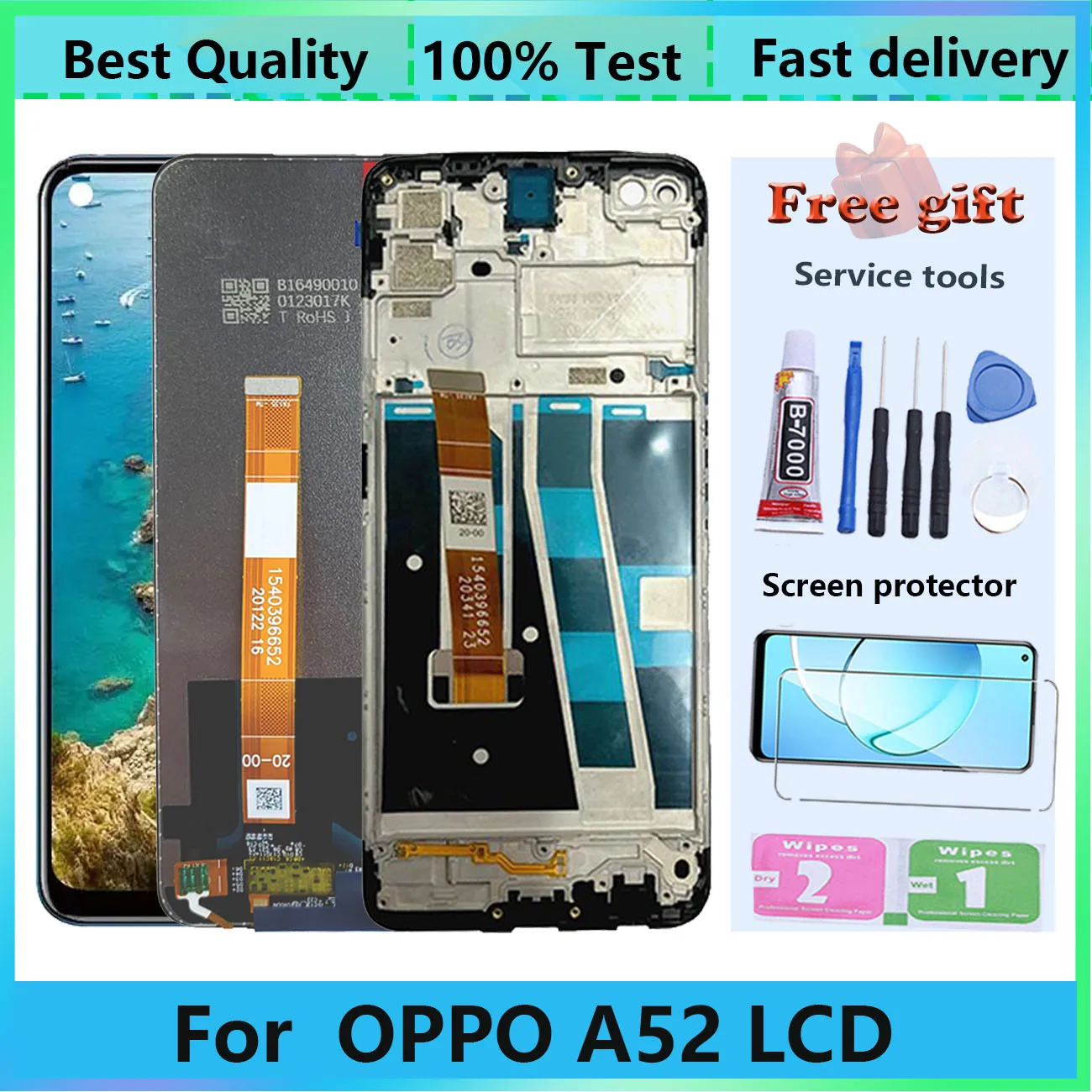 ЖК-дисплей и дигитайзер в сборе для Oppo A52 CPH2061 CPH2069, Замена сенсорного экрана с рамкой, запчасти для ремонта, оригинал