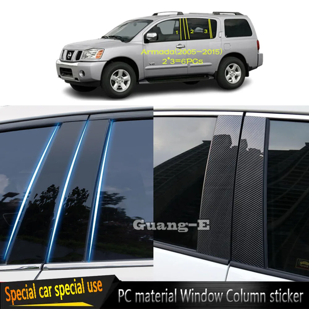 

For Nissan Armada 2005 2006 2007 2008 2009 2010 2011-2015 Car PC Material Pillar Post Cover Door Trim Window Molding Sticker