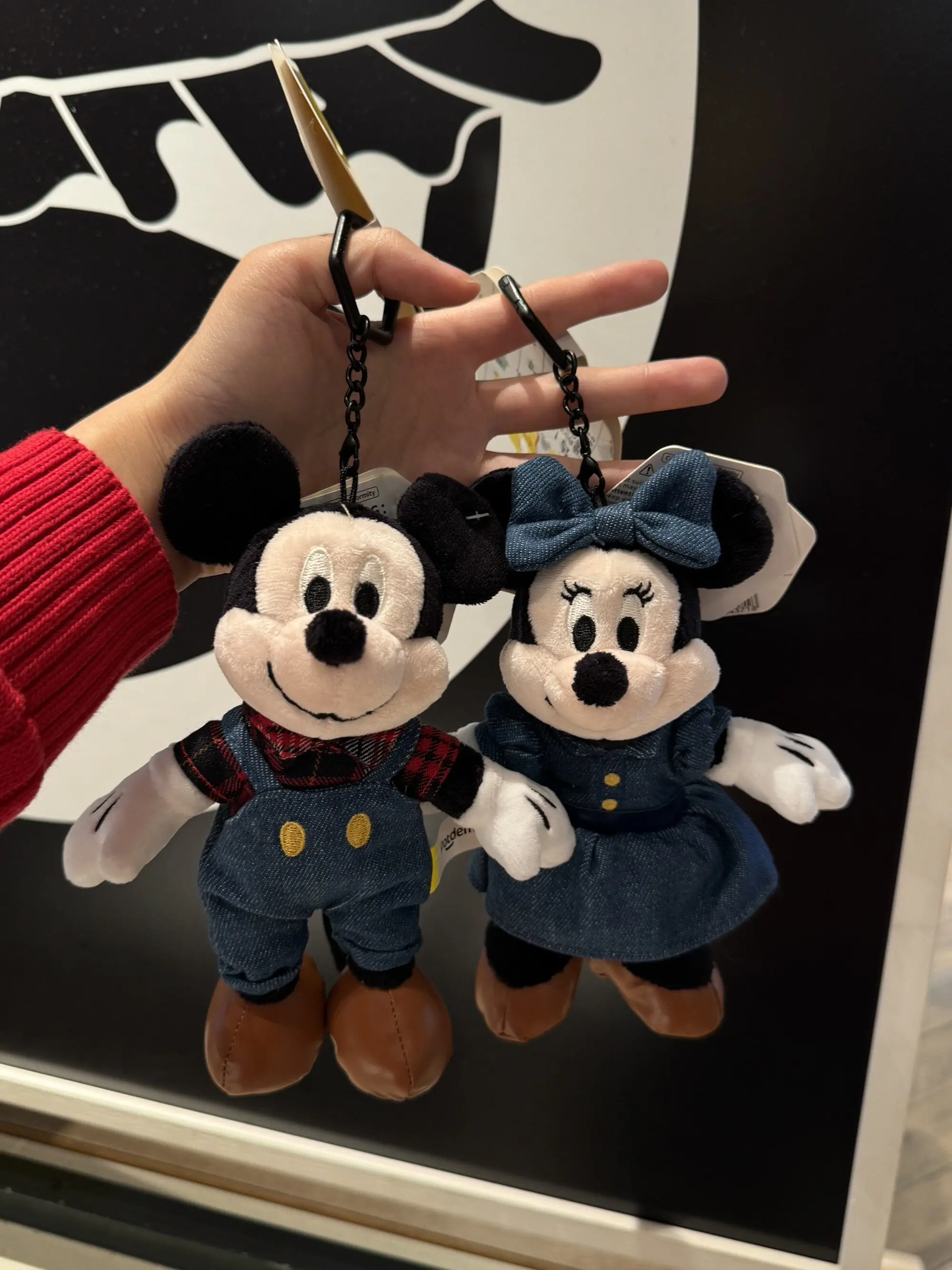 Фото Плюшевый брелок Disney с Микки и Минни, серия «Ковбой», джинсовая одежда, подарок для пары, украшение для сумки или рюкзака (Микки и Минни) №2