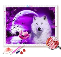 5d diy white wolf diamond painting colorful cross stitch diamond embroidery picture of rhinestones home decor