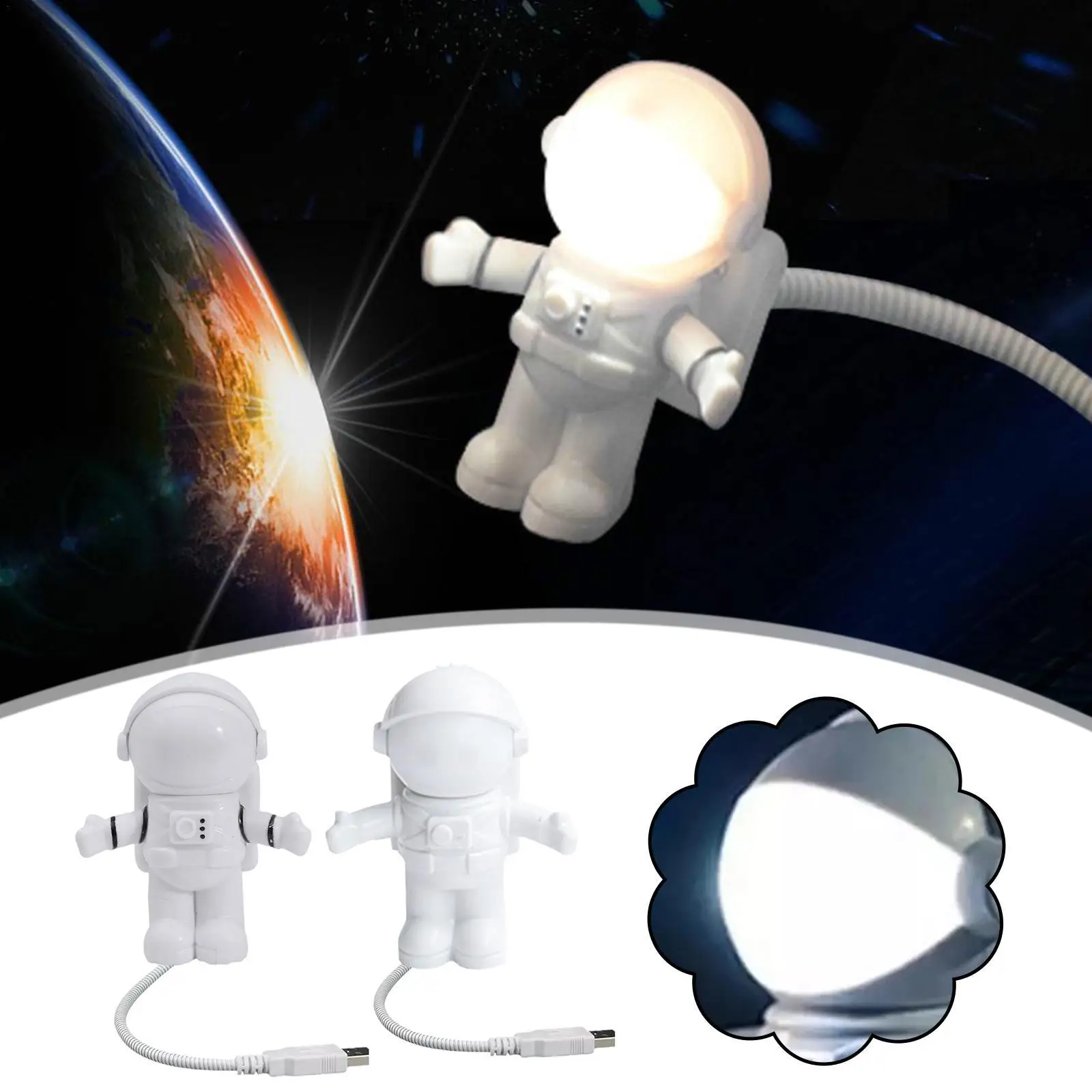 

Funny Astronaut USB Gadget Spaceman USB LED Light Adjustable Night Light Gadgets For Computer PC Lamp Room Decor Nightlights