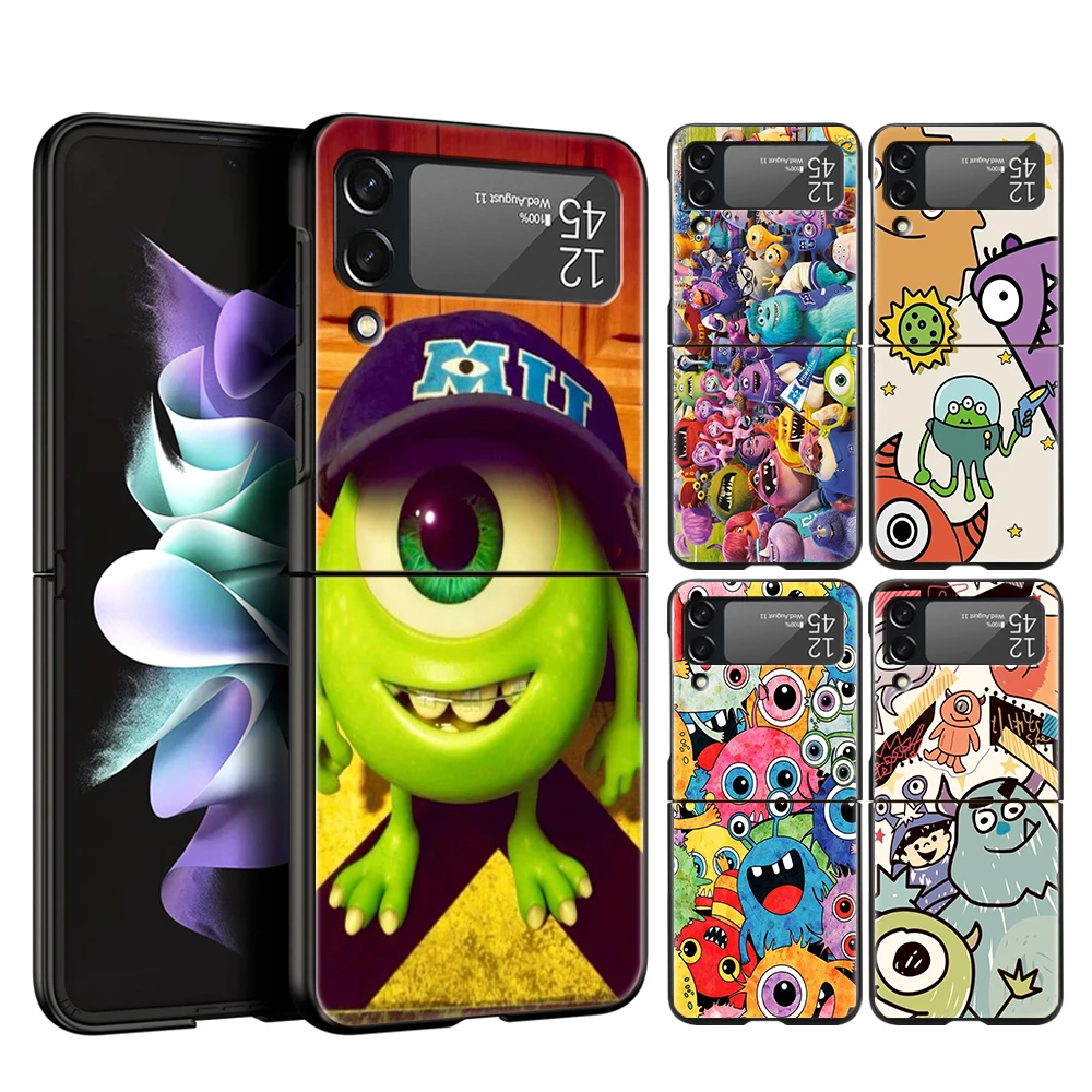 

Cute Monsters Hard PC Phone Case For Samsung Galaxy Z Flip 4 Bag Black ShockProof Cover for Samsung Z Flip 3 5G Shell Fundas