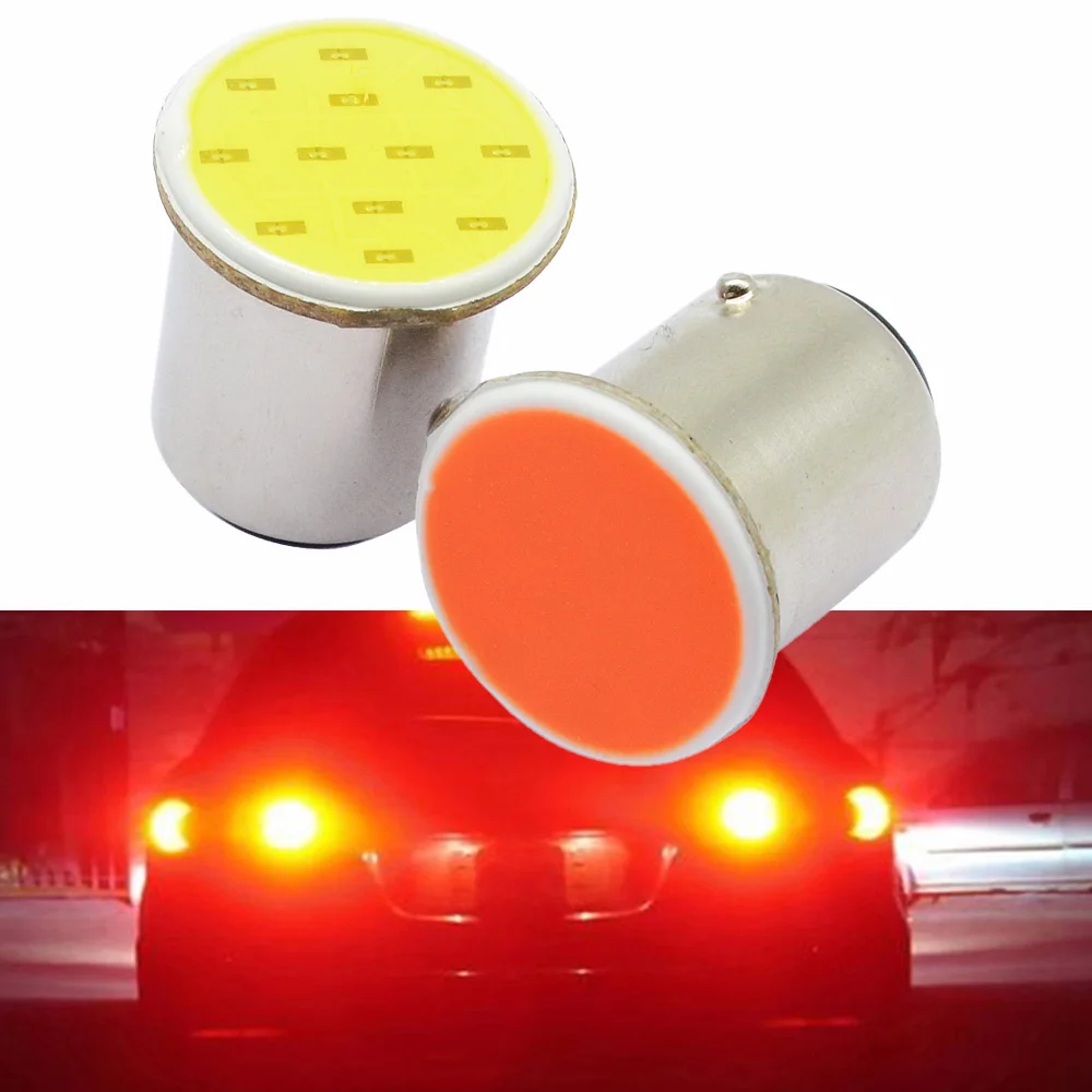 

2pcs Universal BA15S 1156 LED COB 6500K 12SMD Super Bright BA15S COB LED Bulb Car Signal Light Tail Turn Brake Parking Lamps Red