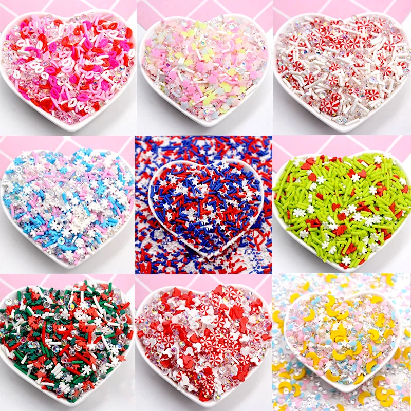 

Nail Art Polymer Clay Slices Romantic Themed Fake Shell Clay Slices Sakura Pearls Mixed Sprinkles Supplies Slime Crafts Filling