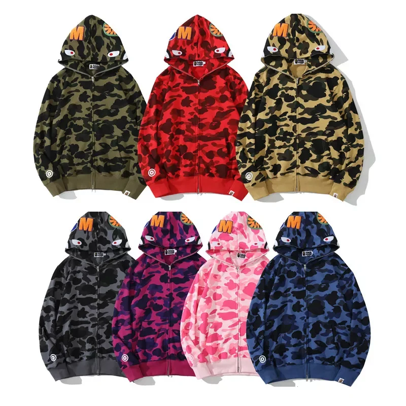 

NEW IN 2023 Fall Winter Men Shark Camouflage Hoodie 100% Cotton Youth Couple Wear Streetwear Womens Sweater Hip Hop Popular