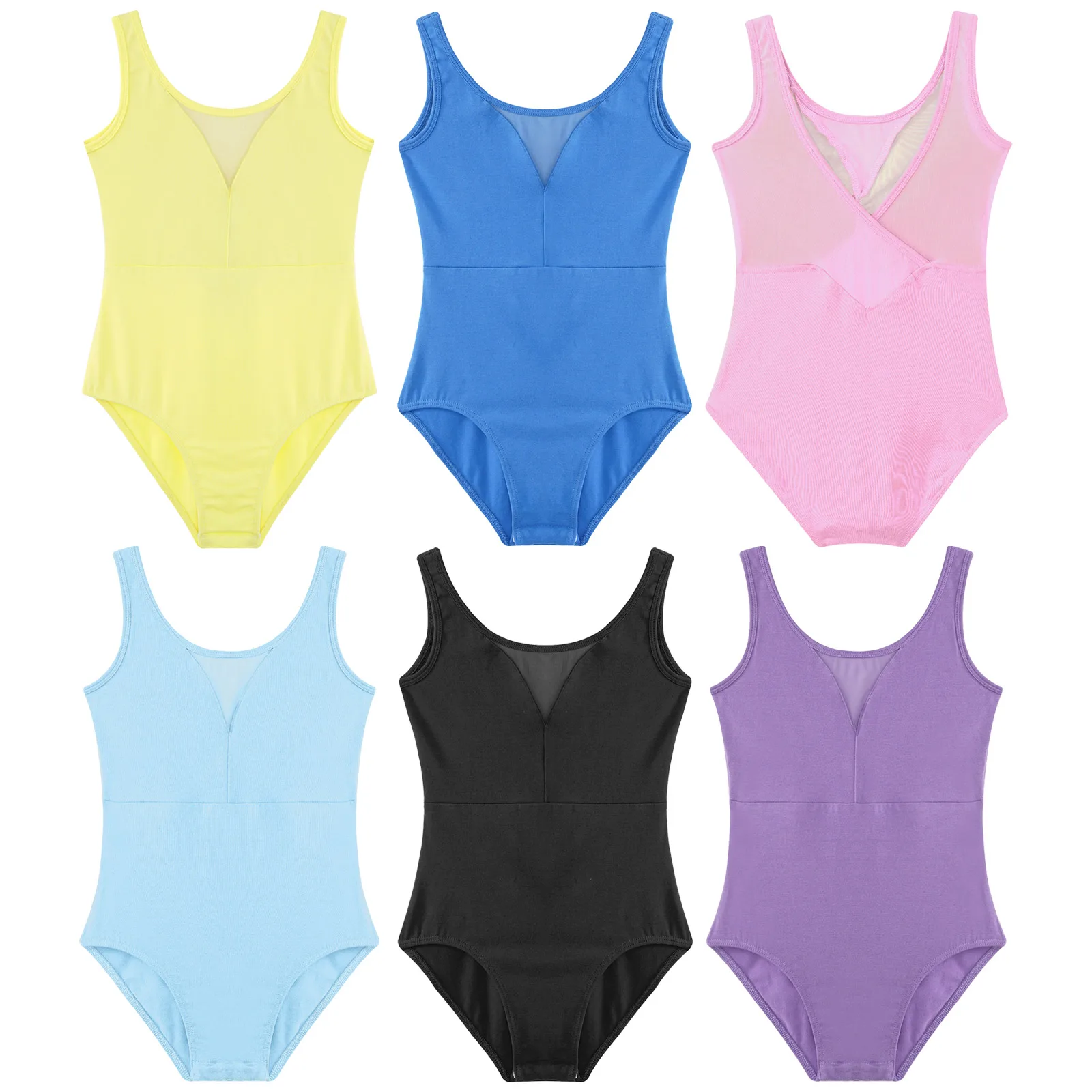 Детское балетное трико для девочек хлопковое прозрачное Сетчатое лоскутное Боди