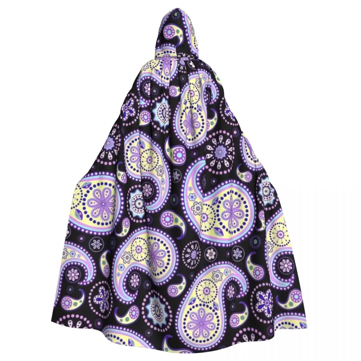 

Paisley Drawing Hooded Cloak Halloween Party Cosplay Woman Men Adult Long Witchcraft Robe Hood