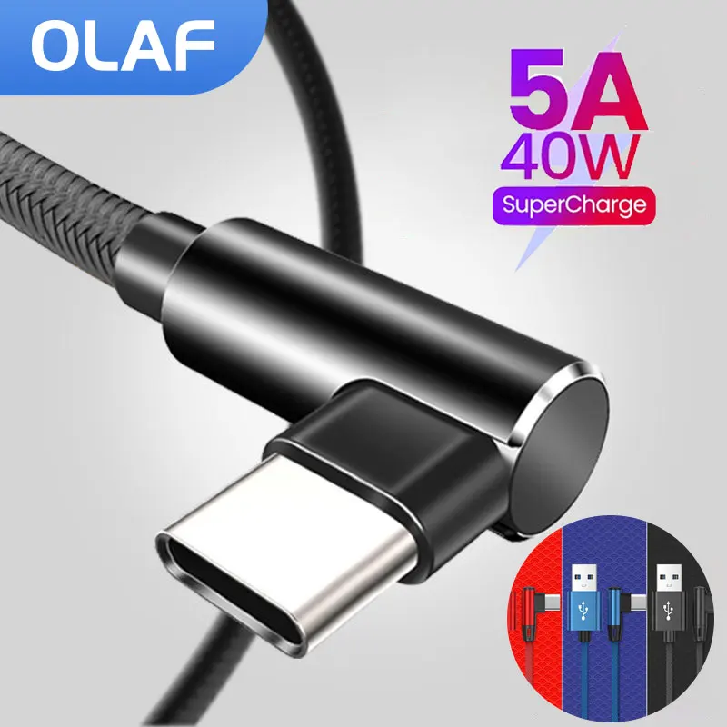 Зарядный кабель USB Type-C 5 А 90 градусов 1/2/3 м |