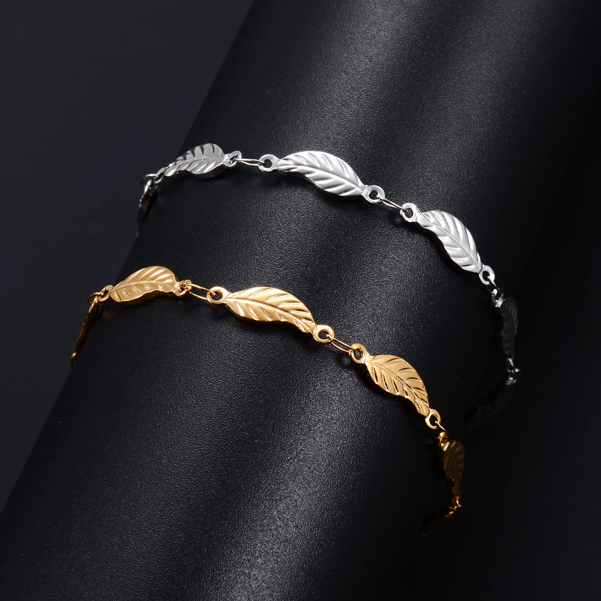 4 8 мм уникальный браслет-цепочка из нержавеющей стали с листьями для женщин