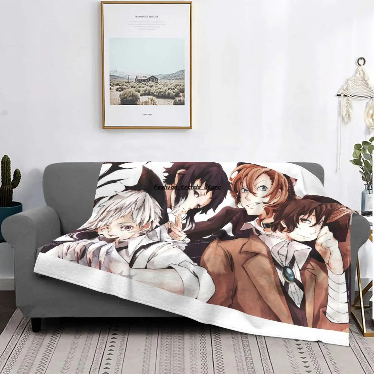 

Anime Bungou Stray Dogs Blanket Dazai Osamu Flannel Throw Blanket Home Couch Decoration Ultra-Soft Warm Bedspreads
