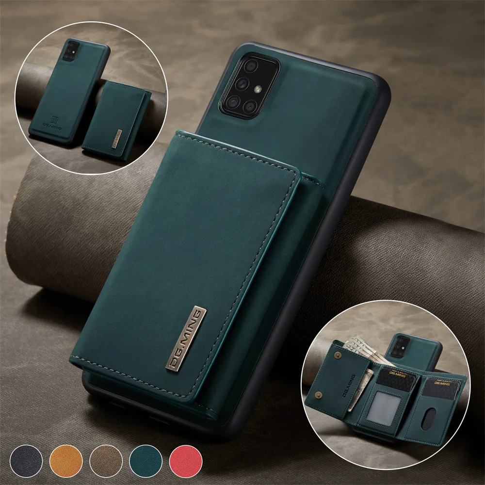 

Detechable Magnetic Leather Phone Case For Samsung A02S A03S A21S A51 A71 Wallet Card Bags Cover Coque