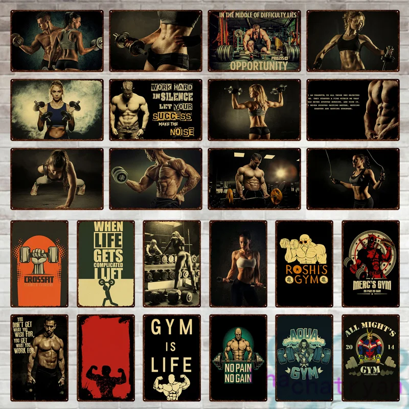 

Fitness Exercise Metal Signs Iron Tin Encourage Quotes Gym Pictures Better Life Plate Wall Art For Stadium Gymnasium Home Decor