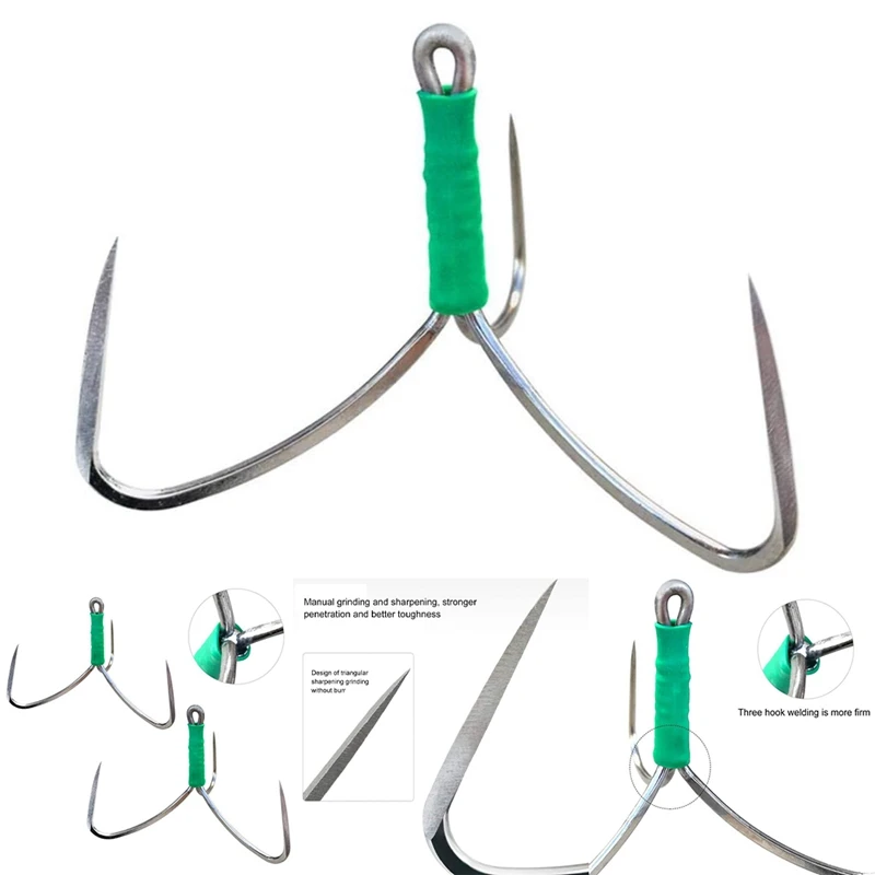 

10Pcs Anchors Trible Hooks Sharpened Hand-Grinded Fishing Gear Tackle Hand-Grinded Fishhooks Fish Tackle Tool Hook