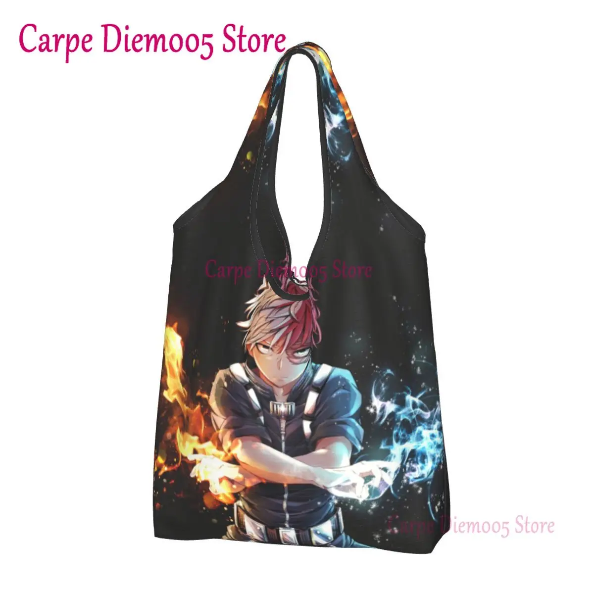 

Funny Printing Cool Anime Todoroki BNHA Tote Shopping Bags Portable Shoulder Shopper My Hero Academia Handbag