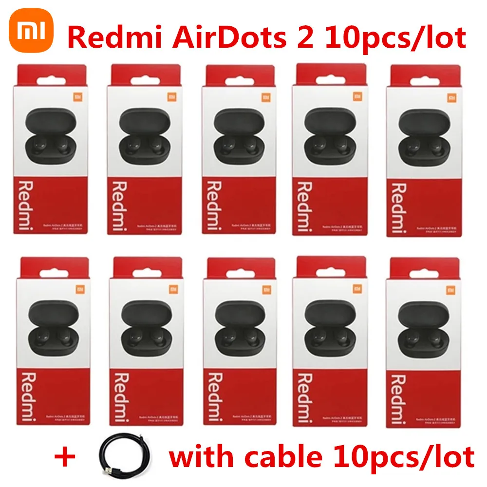 

Original Xiaomi Redmi Airdots 2 TWS Bluetooth 5.0 Earphone Stereo bass headphones With Mic Handsfree Earbuds 10 Pieces/lot