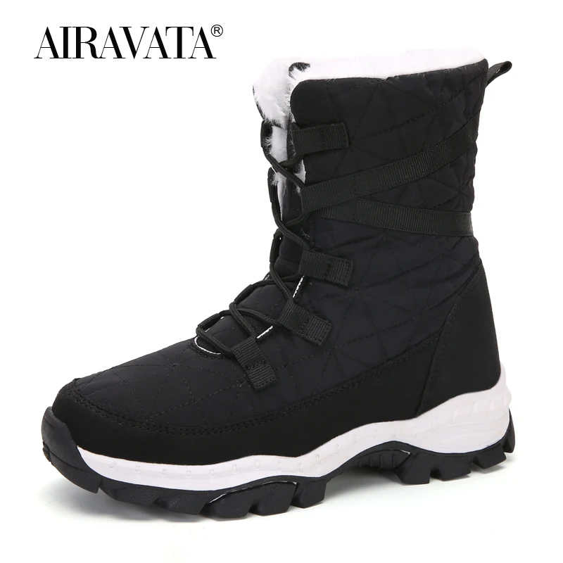Fashion Women Winter Boots Plush High-top Shoes Sneakers Hard-Wearing Female Outdoor Leisure Shoes Size 35-42