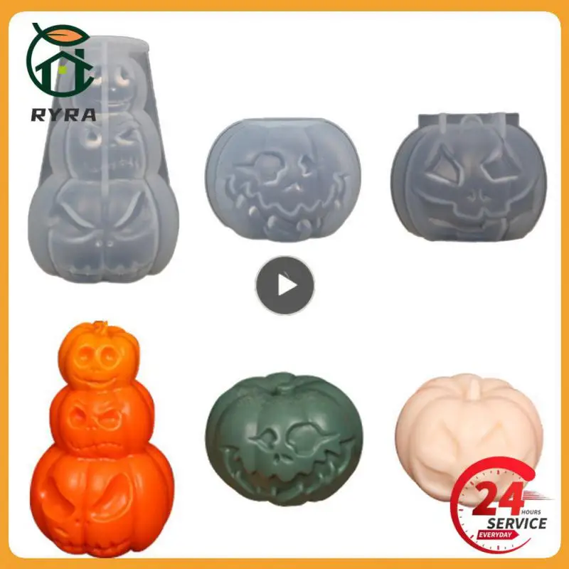 1~8PCS Halloween Pumpkin Candle Silicone Mold DIY Candle Making Soap Resin Chocolate Beeswax Mold Christmas Gifts Craft Home