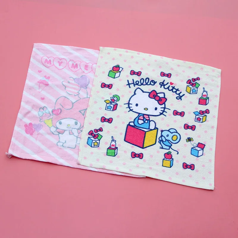 

Sanrio Kawaii Hello Kitty Towel My Melody Cartoon Children's Home Wash Face Small Square Towel Cotton Absorbent Handkerchief