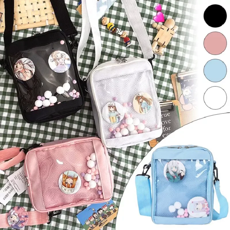 

Transparent Bag Mini Messenger Japanese Sweet Lolita Shoulder Bag With 2Pcs Badge Anime Cosplay Canvas Doll Show