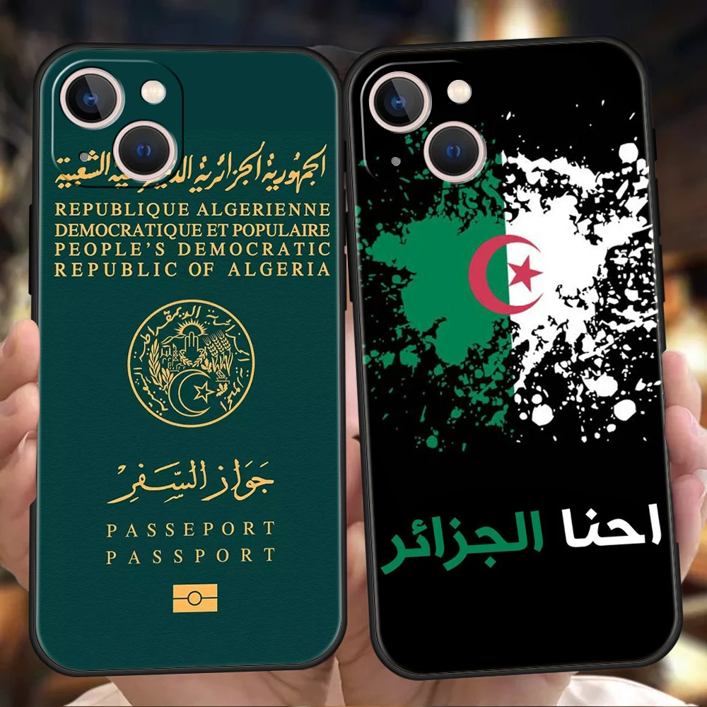 Фото Чехол для телефона Algeria Passport для iPhone 16, 15, 14, 13, 12, Pro Max 11 Pro Max 7, 8 Plus XS XR, противоударный силиконовый чехол с мягкой оболочкой, сумка Capas №1