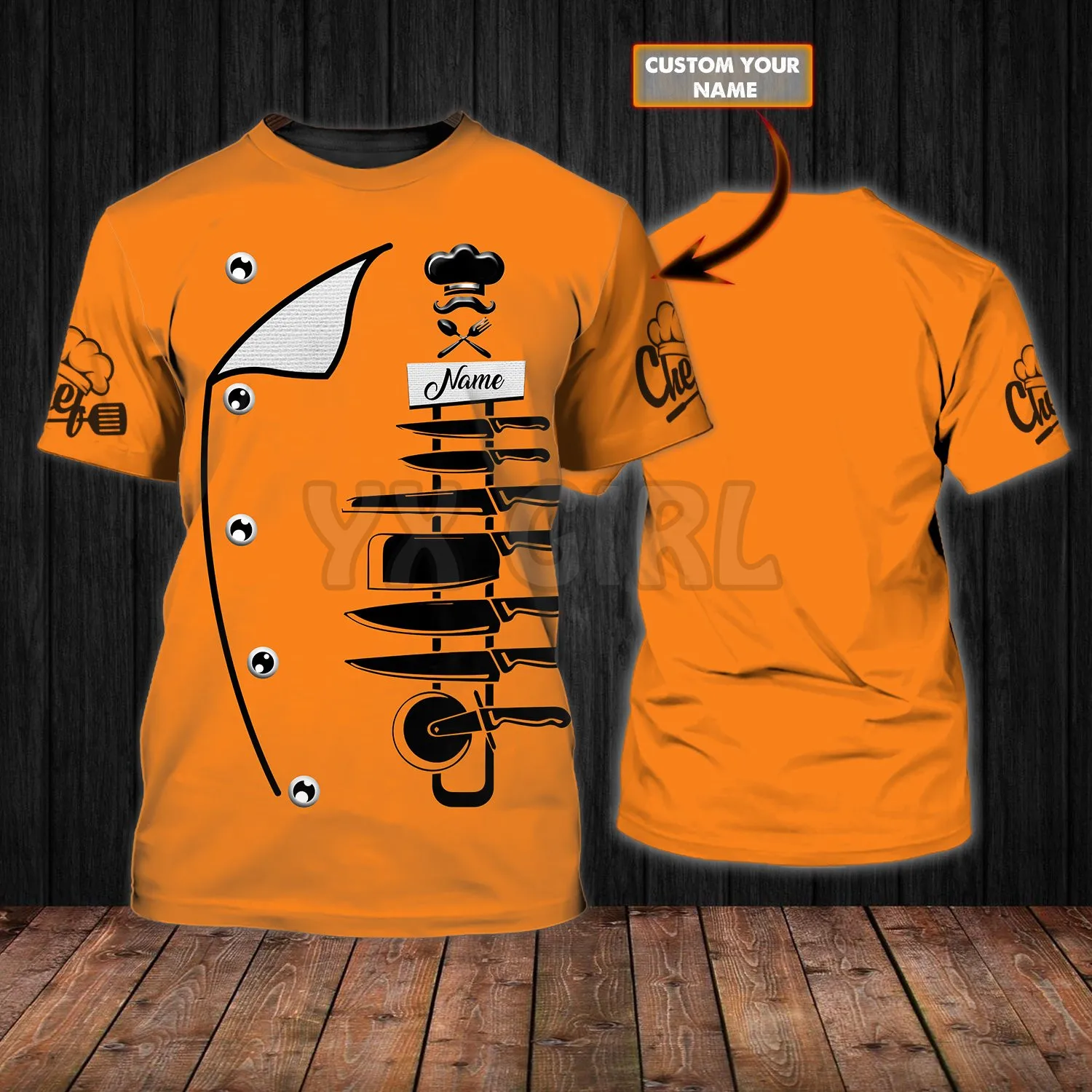 

2022 Summer Fashion Men Women t shirt Chef Gifts Custom You Name 3D All Over Printed T Shirts Tee Tops shirts Unisex Tshirt