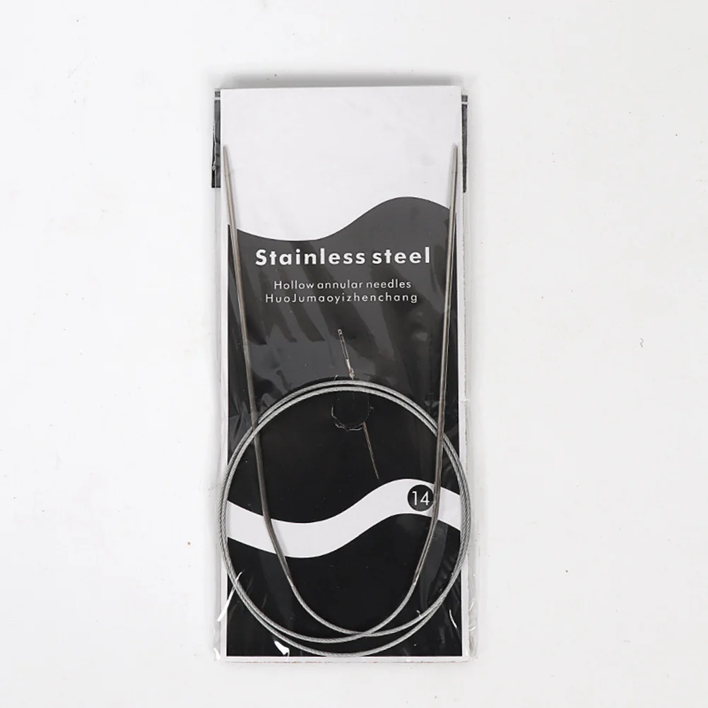 84CM Professional Stainless Steel Tube Circular Knitting Needles Crochet Size for Sweater Woven - NO8(Silver)