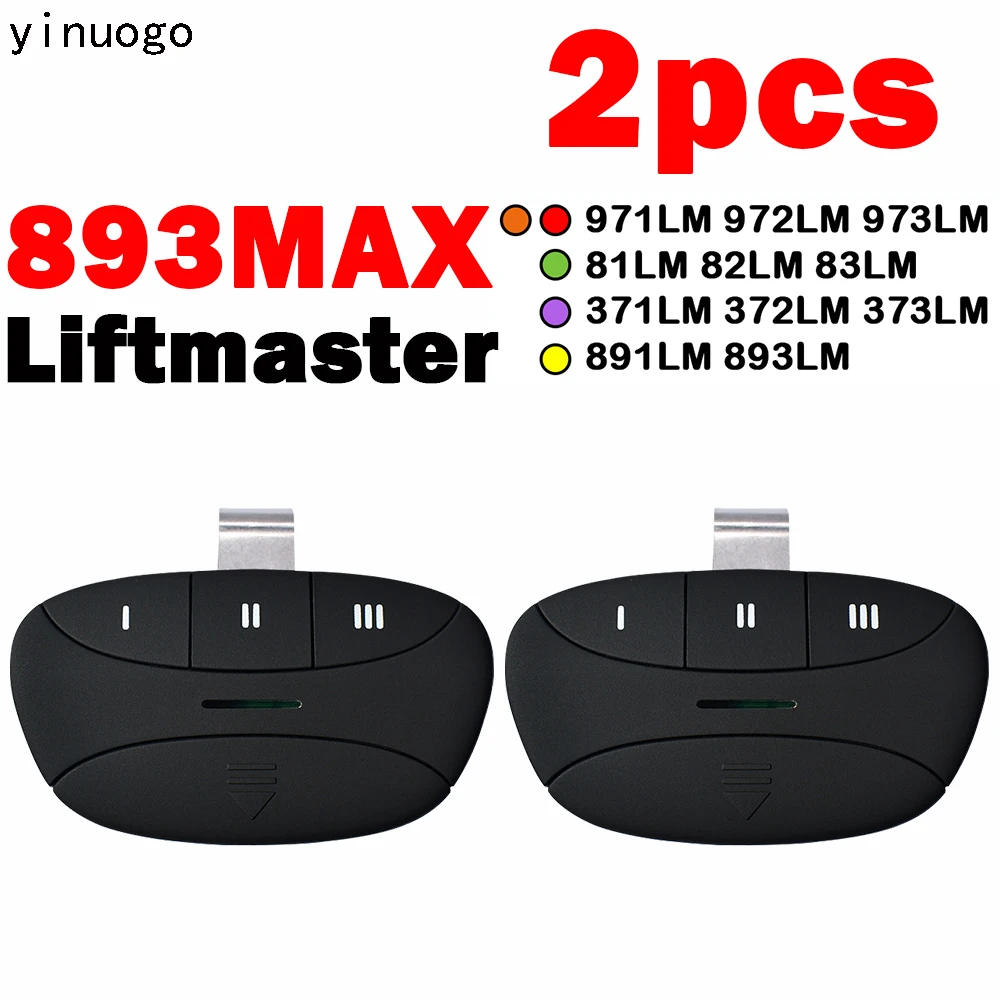 

2 PCS 893MAX Liftmaster Chamberlain Craftsman Remote Control Garage Door Opener For 371LM 373LM 971LM 973LM 893LM 81LM 83LM