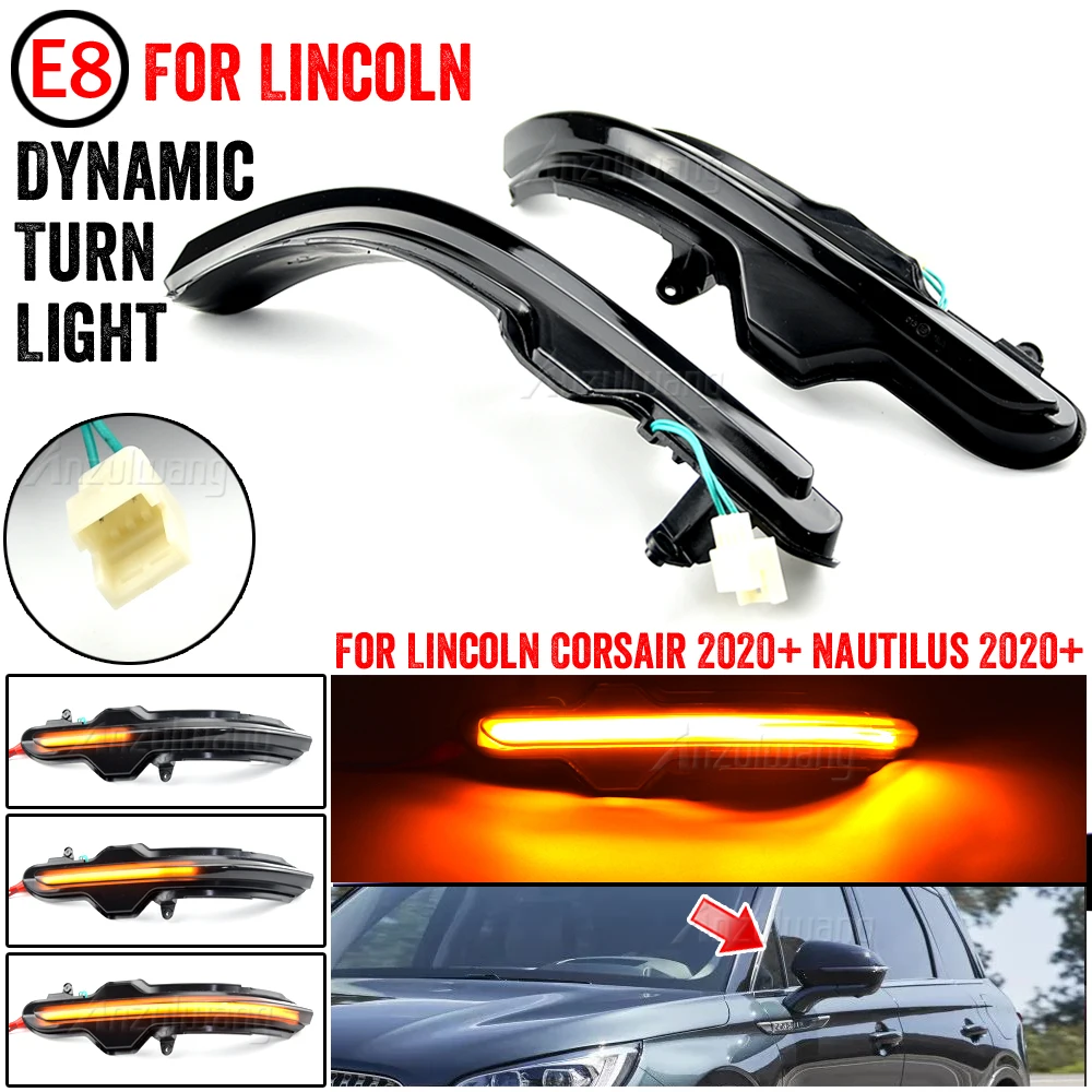

For Lincoln Corsair 2019 2020 2021 Dynamic LED Blinker Indicator Car Rear View Mirror Turn Light Signal Lamp Repeater