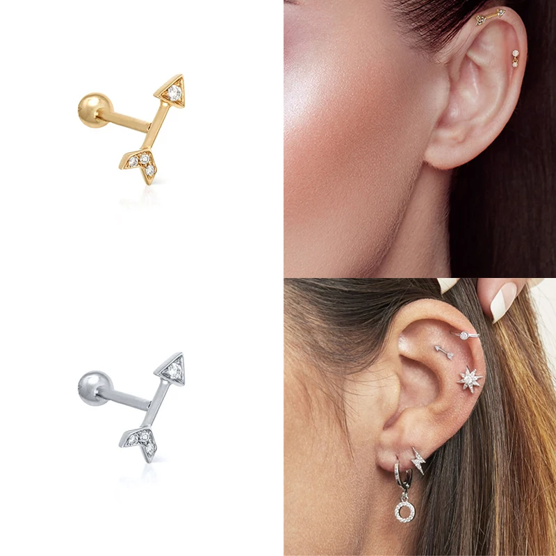 

ROXI Personality Arrow Stud Earring for Women 925 Sterling Silver Jewelry Earring kraakbeen Piercing Earing Pendientes 925 Arete