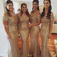 long bridesmaid dresses 2016 sparkly mermaid cap sleeve floor length gold sequin bridesmaid dress for women