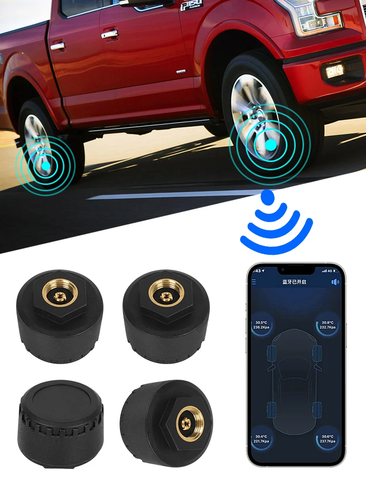 

Автомобильная система мониторинга давления в шинах TPMS Bluetooth 5,0 с 2/3/4 внешними датчиками давления в шинах приложение Android/IOS дисплей 100 PSI