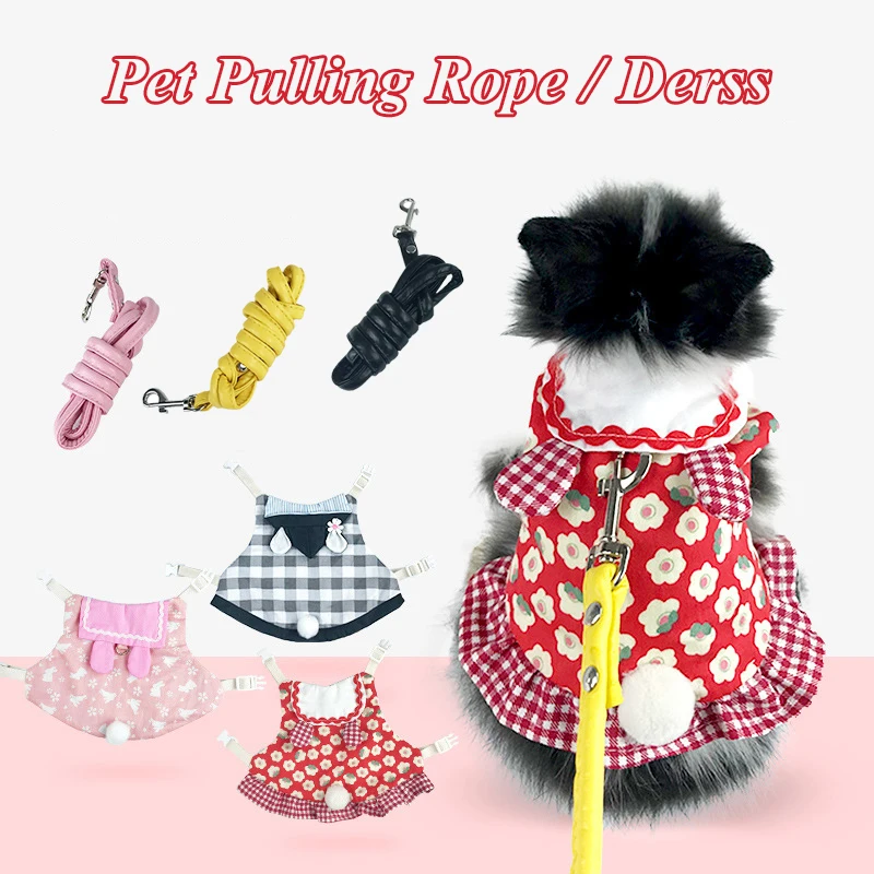 

Rabbit Vest Small Animal Outdoor Walking Harness and Leash Set Cute Clothes for Puppy Kitten Multiple Sizes Black/Pink 2022 New