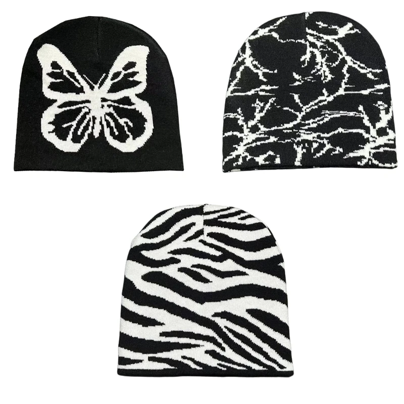 

Adult Knitted Jacquard Pattern Hat Students Outdoor Cycling Skiing Hat Lovely Cold Winter Keep Warm Hat for Couple
