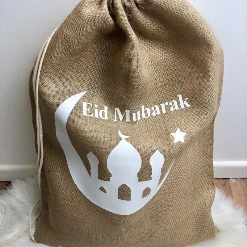 

Burlap Mosque Eid Mubarak present Sack Muslim Islamic Ramadan Kareem Iftar Al-Adha Party family friend kid boy girl gift bag