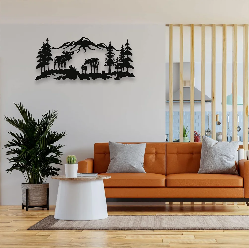 Металлический Олень Настенное Искусство Натуральный Декор Дерева Железная