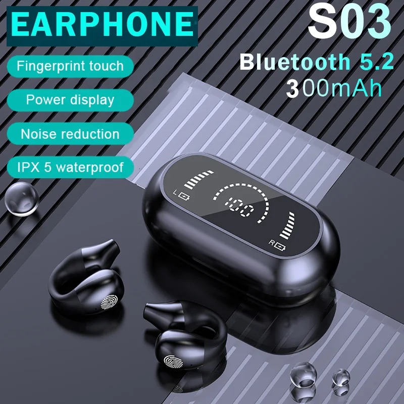 

Новые обновленные наушники Bluetooth 5.2 Ушная клипса с костной проводимостью, беспроводные наушники, спортивные наушники, ушные крючки с микроф...