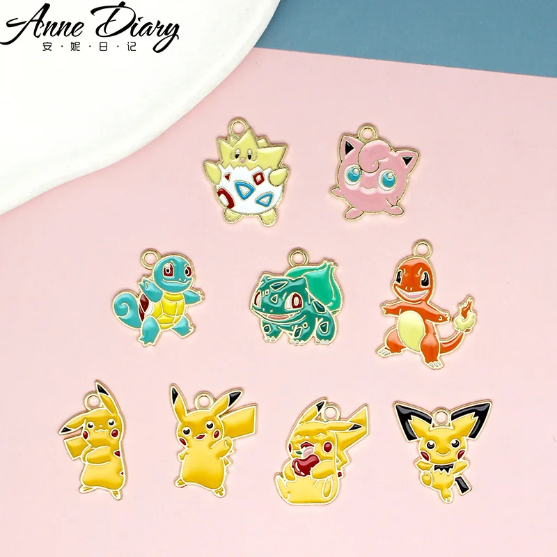 

Pokemon Cartoon Pikachu Cute Action Figure DIY Alloy Accessories Pokemon Necklace Pendant Drop Oil Hanging Accessories